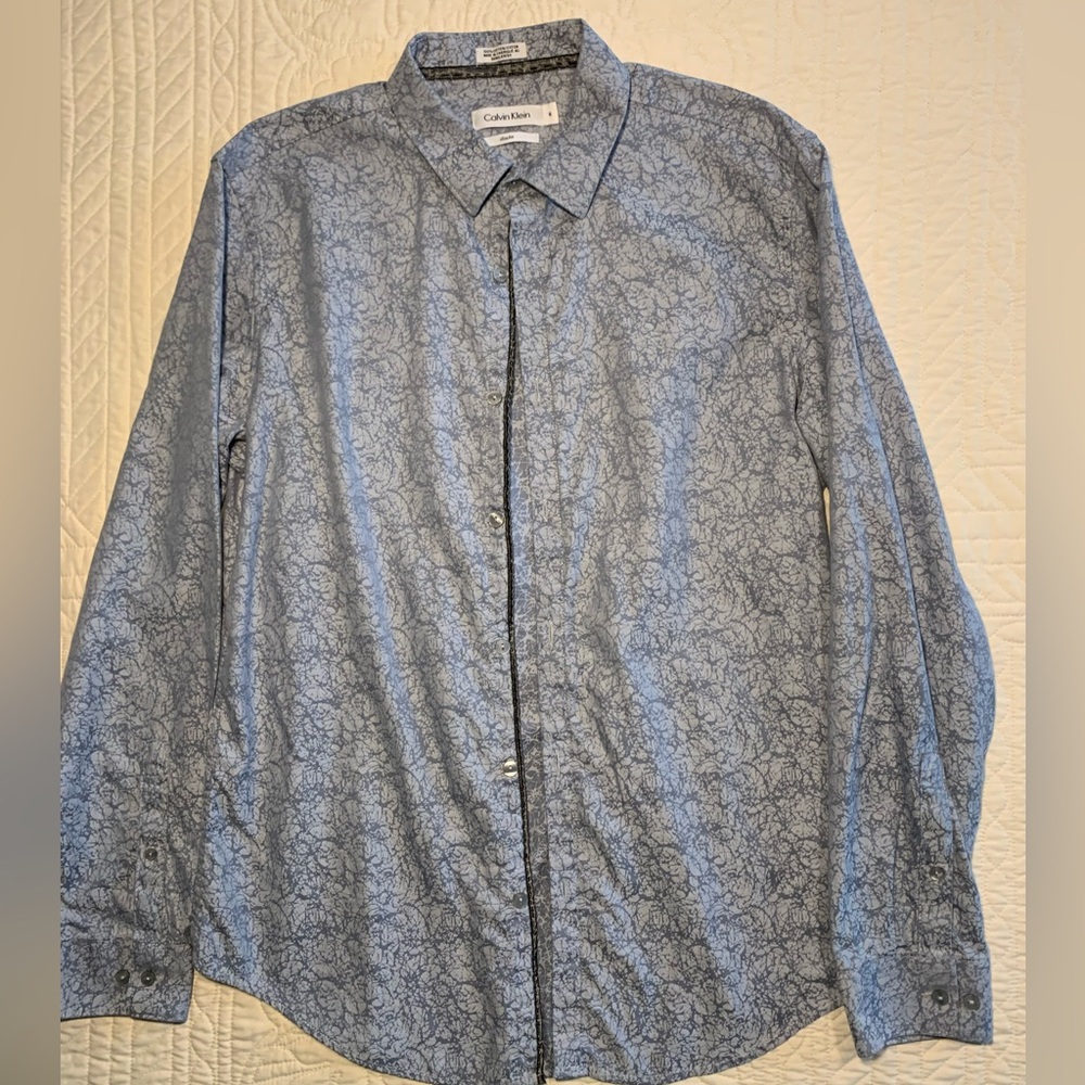 Calvin Klein Gray Floral Men's Shirt